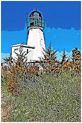 Sandy Point Light Tower on Prudence Island - Digital Painting